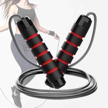 Imagem de Corda de pular ajustável, cordas de pular de 9,8 metros para fitness, velocidade rápida sem emaranhamento com rolamentos de esferas - vermelho