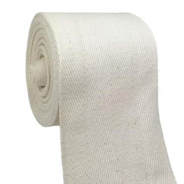 Imagem de PAMIR TONG Fita de sarja de algodão branco natural de 8,5 cm - Fita multiuso de 10 metros de espinha de peixe para costura, decoração de casamento, embrulho de presente, bunting e encadernação de viés