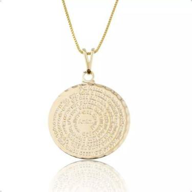 Imagem de Colar Veneziano Medalha Oração Do Pai Nosso Delicado Banhado A Ouro 45