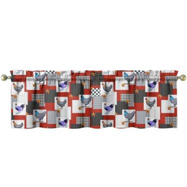 Imagem de Tapesb Saia de cozinha de galinha engraçada pequena cortina de janela sobre a pia essenciais para decoração de cozinha, quarto, lavanderia, 45,7 x 137,2 cm