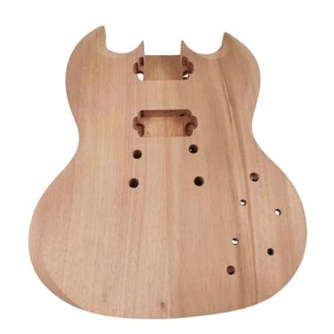 Imagem de Corpo de Guitarra Elétrica DIY Inacabado Bloco Barril Mogno Peças Substituição Madeira