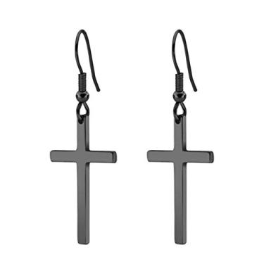 Imagem de Blowin 2 brincos de aço inoxidável hipoalergênicos, punk, cruz, pingentes, longos para mulheres, meninas, familiares e amigas, Aço inoxidável