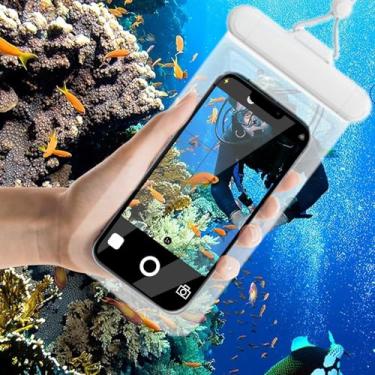 Imagem de Bolsa de telefone à prova d'água, capa impermeável para iPhone 17 16 15 14 13 12 Pro Max XS Samsung, IPX8 3D Cellphone Dry Bag Beach Essentials (pacote com 2 - Duke Black & White7.0, 7 polegadas)