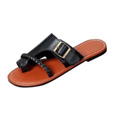 Imagem de Sandália feminina de praia respirável casual ao ar livre verão versátil, Preto, 36