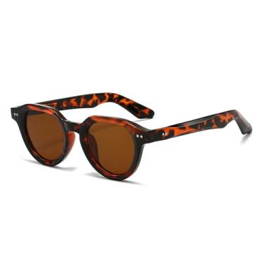 Imagem de Óculos de Sol UV400 - Armação Pequena em Jelly Color com Rebites Oval para Homens e Mulheres, Ideal para Esportes ao Ar Livre, Corrida e Ciclismo, Estampa de Leopardo