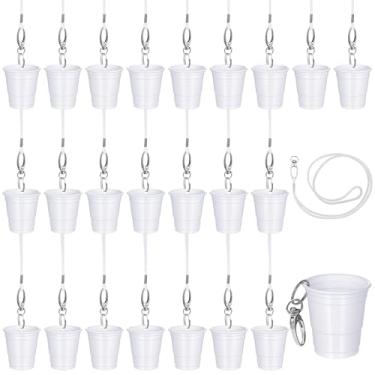 Imagem de FoldTier Colares de vidro de shot com cordão de 59 g clipe de plástico mini copos de shot festa para casamento, Halloween, Natal, aniversário, festa, uísque, tequila, vodka, suprimentos (branco