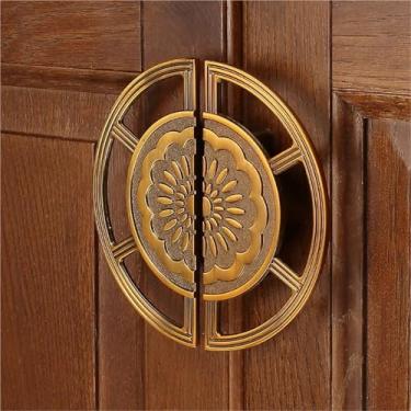 Imagem de HTNAFONI Maçaneta redonda de porta de armário de gaveta maçaneta de porta de armário de banheiro puxador de cobre antigo 1 peça (9261-marrom 136 mm)