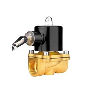 Imagem de Válvula solenoide elétrica de latão normalmente fechada 24V 1/10.2 cm 3/20.3 cm 1/5.1 cm 3/10.2 cm 2.5 cm pneumática para água óleo hélio gás válvula de retenção (Dn20)