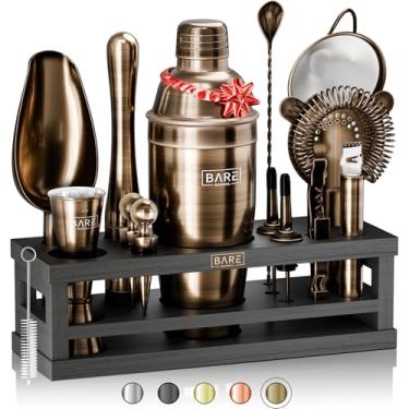 Imagem de BARE BARREL® Mixology Bartender Kit de bar | Conjunto de coqueteleira de 16 peças | Ferramentas de mistura de martini barware para bar em casa | Incluindo 35 cartões de receita | Conjunto de presente