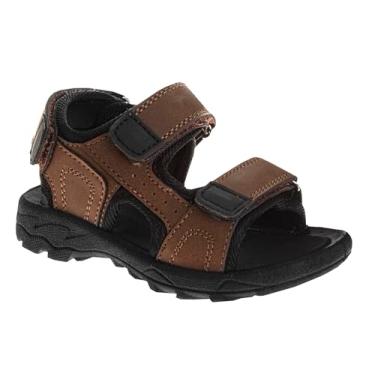 Imagem de Sandália esportiva para meninos Josmo com tiras ajustáveis de antiderrapante para uso ao ar livre para crianças pequenas e grandes, Marrom e preto, 15