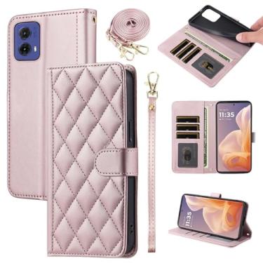 Imagem de Furiet Argyle Capa carteira para Motorola Moto G85 5G com alça removível de pulso/ombro, compartimentos para cartões, bolsa fólio, acessórios de couro PU de luxo para celular MotoG85 G 85 mulheres