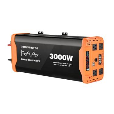 Imagem de KAVJU Inversor de onda senoidal pura 1500W 2000W 2500W 3000W 12VDC/24VDC para 220V conversor CA com WiFi, visor LCD inteligente (opcional) ventiladores duplos (3000W)