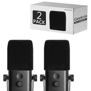 Imagem de Geekria Capa de espuma antipop compatível com microfone Fifine AmpliGame AM8, capa de espuma antipop, filtro de esponja, para-brisas de microfone flocado (preto)