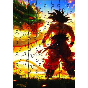 Imagem de Quebra-Cabeça Jogo Infantil Goku 64 Peças MDF 18x26 - Brothers Mineiro