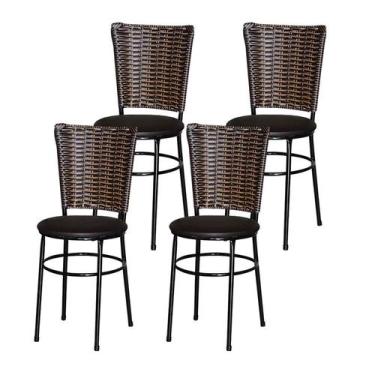 Imagem de 4 Cadeiras para Mesa Preta Hawai Avelã - Laumar, Marrom