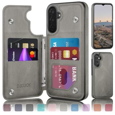 Imagem de DJDUCK Capa carteira projetada para Samsung Galaxy A17 5G com suporte para cartão, [capa com fecho magnético] [proteção de couro com bloqueio de RFID] à prova de choque feminina e masculina para