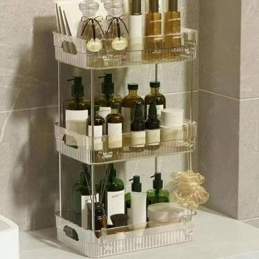 Imagem de Suporte Organizador De Mesa/Banheiro/Pia/Maquiagem 2/3 Camadas Acrílico Multifuncional(3 Camadas Com Alça)