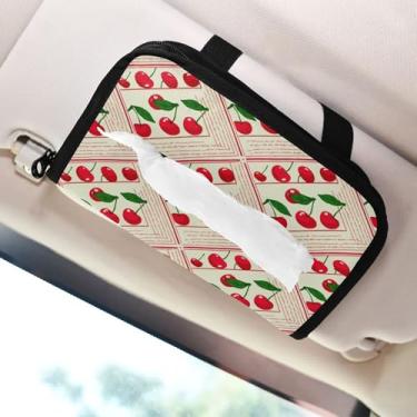 Imagem de SEHANY Porta-lenços de carro xadrez vermelho cereja, caixa de lenços para carro, viseira solar, porta-guardanapos, dispensador de máscara de carro retangular, caixa de lenços de papel de veículo para
