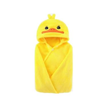 Imagem de IFaryMes Toalha de banho infantil Toalhas de bebê com capuz 70 x 139 cm cobertor de roupão macio ultra absorvente toalha de banho infantil presentes para meninas e meninos (Pato amarelo)