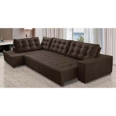 Imagem de Sofá de Canto Retrátil e Reclinável com Molas 3,40x2,00 LE Jacke Suede