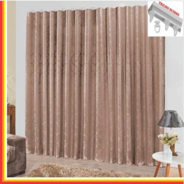Imagem de Cortina Tropical em Jacquard 3,00 x 2,70 Para Trilho Suisso - Bege - 1