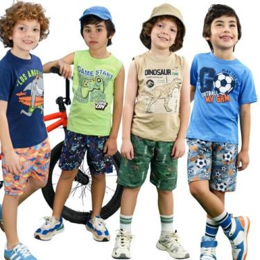 Imagem de Kit Lote 6 Peças de Roupa Infantil Menino Verão 3 Conjuntos Infantil M
