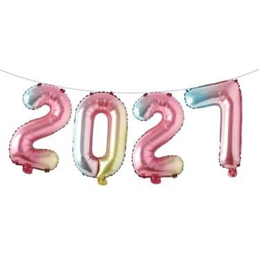 Imagem de Balões de alumínio de 40,6 cm 2027 número 2027 para festa de ano novo, decorações de formatura, decoração de escritório em casa (arco-íris 2027)