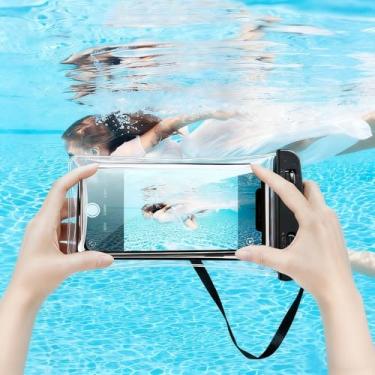 Imagem de Capa impermeável para celular – Bolsa seca para celular à prova d'água IPX8 fácil de travar e resistente para praia, protetor para iPhone 17 16 15 14 13 12 11 Pro Max Plus Air, Galaxy S25 S24, 5-10