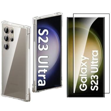 Imagem de [GL CASES] Capa Samsung Galaxy S23 Ultra Capinha Anti Impacto Case De Silicone Transparente Flexível Proteção Câmera + Película De Cerâmica Para Samsung Galaxy S23 UltraCom Cobertura Total Da Tela