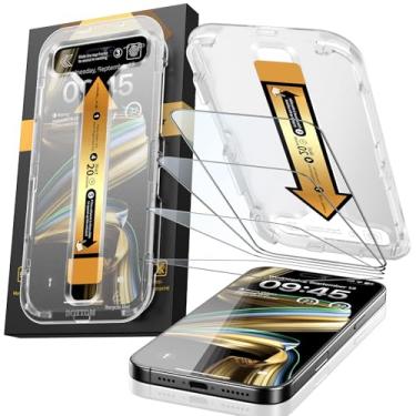 Imagem de MRGLAS Pacote com 4 películas de vidro TOP 9H+ para iPhone 16 Pro Max [kit de alinhamento automático] [10 x proteção militar] Vidro temperado inquebrável para 16 ProMax 17.5 cm mais longo durável