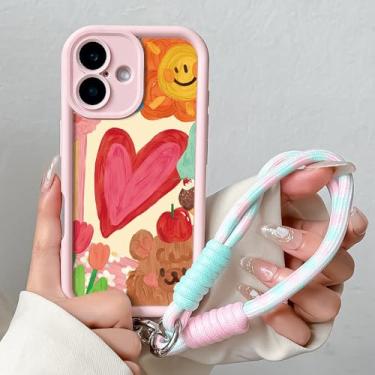 Imagem de Capa de celular em formato de pulseira com coração para iPhone 16/16E/15/14/13/12/11 Pro Max/XS Max/XR/6/7/8 Plus, BGK23, RosaSS, para iPhone 8