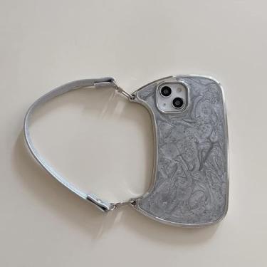 Imagem de HTVJFX Para iPhone 13 (6,1") Bolsa galvanizada com alça de mão Capa de telefone macia à prova de choque (para iPhone 13 (6,1")/3)