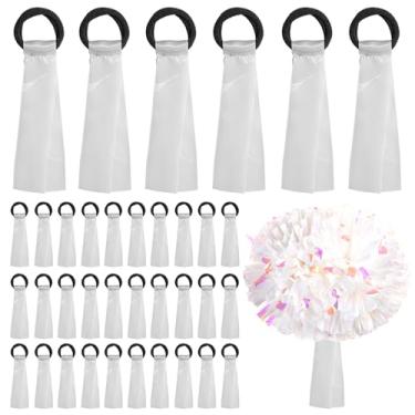 Imagem de 36 etiquetas de nome de pompom, etiquetas de nome de líderes de torcida personalizadas em branco para líderes de torcida para viagem e chaveiro de bagagem (branco)