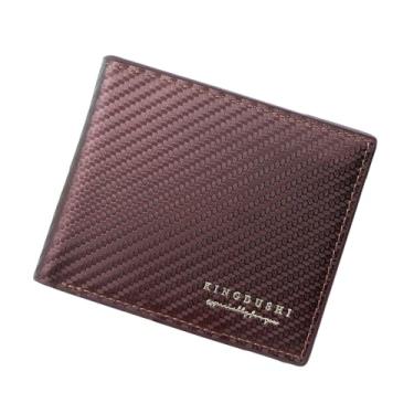 Imagem de Carteira masculina dobrável de fibra de carbono com compartimentos para cartões e bolso para moedas, Marrom escuro, Cidade