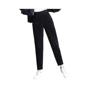 Imagem de Calças Casuais De Veludo Cotelê De Cintura Alta Para Mulheres, Quentes