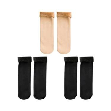 Imagem de Meias Térmicas Grossas De Lã E Cashmere Para Inverno Femininas Pretas 