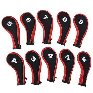 Imagem de Capa protetora premium durável para taco de golfe, capa protetora com zíper resistente para cabeças de taco de golfe, material de pano 17,5x8cm, 10 pacotes