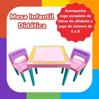 Imagem de Mesinha e Cadeira Educativa para Meninas com Letras e Número - Tritec
