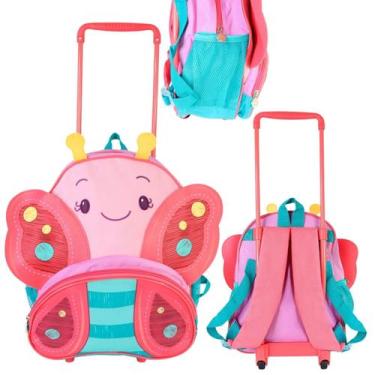 Imagem de Mochila Escolar Infantil Com Rodinhas Para Estudar Borboleta Menina - 