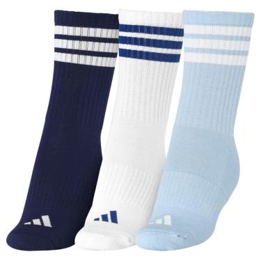 Imagem de Meia Adidas Cano Alto Cushioned - Pack com 3 Pares - Branco Marinho e Azul Claro-M