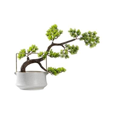 Imagem de Árvore artificial planta artificial vaso bem-vindo pinho bonsai ornamentos micro paisagem sala de estar varanda armário decoração vaso cerâmica árvore falsa (B)