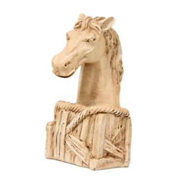 Imagem de IEUDNS Estatueta de Cabeça de Cavalo, Estátua de Cavalo, Lembrança de Bênção, Escultura de Animal Nórdico, Ornamento de Mesa para Decoração de Armário e, Imitação de Madeira