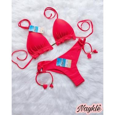 Imagem de Kit Com 3 Conj. Biquíni Cortininha C/ Calcinha Fio Duplo - Nayklê Moda