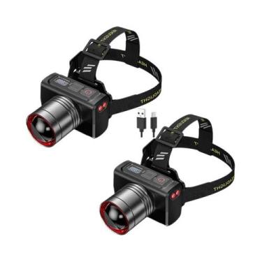 Imagem de Lanterna De Cabeça LED Recarregável Com Zoom Ajustável, Ultra Brilhant
