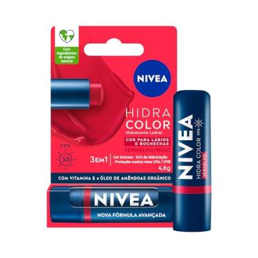 Imagem de NIVEA Hidratante Labial Hidra Color 2 em 1 Vermelho 4,8g - Combina cor intensa e hidratação enriquecida com Manteiga de Karité, Óleo de Amêndoas orgânico e Vitamina E