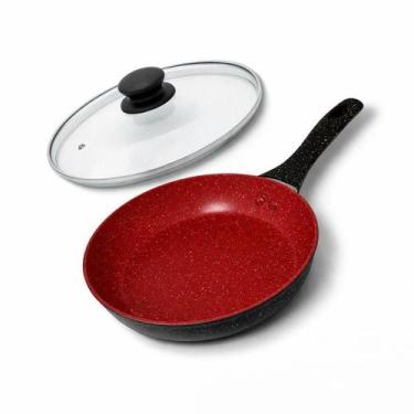Imagem de Frigideira Cerâmica Antiaderente 20cm Thika Indução Com Tampa, Red poi