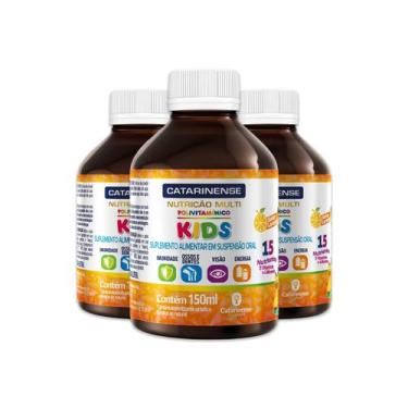 Imagem de Kit 3 Polivitamínico Kids Catarinense Laranja 150ml