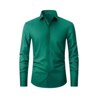 Imagem de Camisa Social Masculina XXL Slim Fit Manga Longa Cor Sólida Primavera 