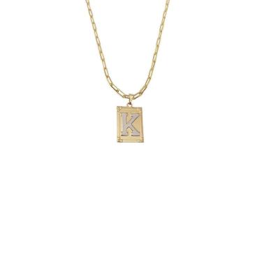 Imagem de Cordão 45Cm Masculino Feminino Pingente Letra K Banhado Ouro