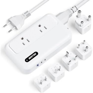 Imagem de BESTEK Conversor de voltagem de 220 V a 110 V - conversor de voltagem dos Estados Unidos para a Europa para alisadores de cabelo e modeladores - combinação de adaptador conversor de corrente com 1 USB